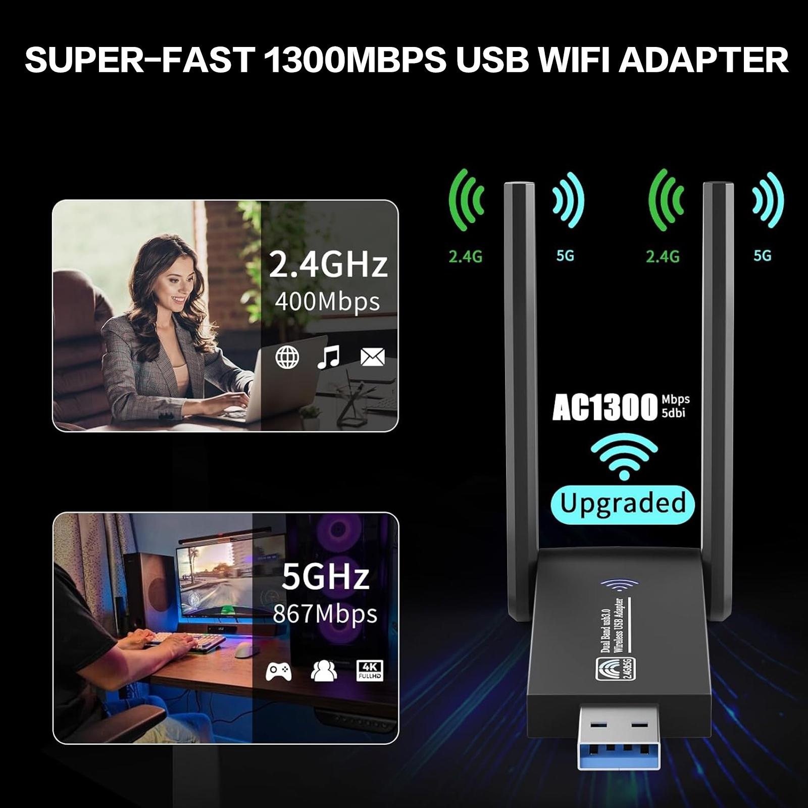 Adapter WiFi USB 1300Mbps Dual – Antenna 2.4Ghz recenzja i cena