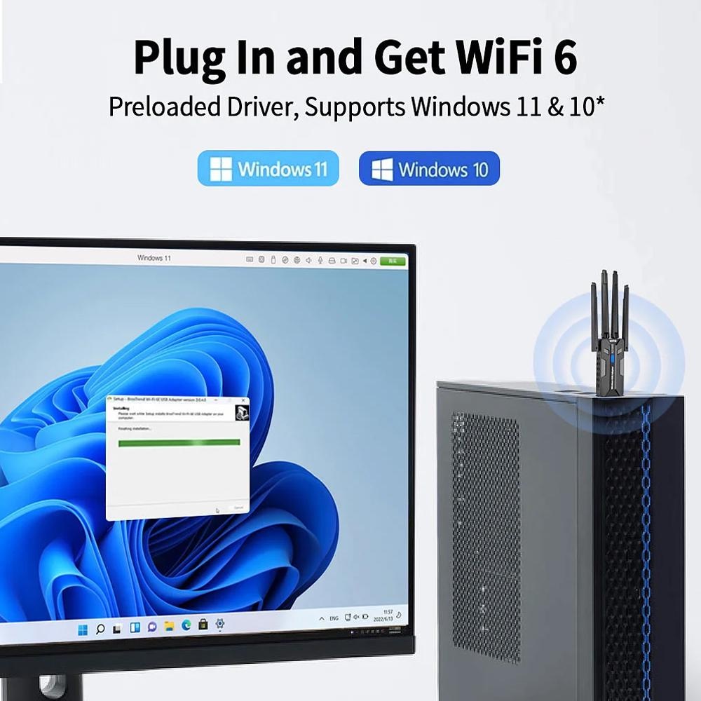 Adapter WiFi 6 USB 1800Mbps Du – Antenna 2.4Ghz recenzja i cena